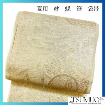 미착용 미재단 모시 여름용 나비 칠보 후쿠로 오비 기모노 053w p