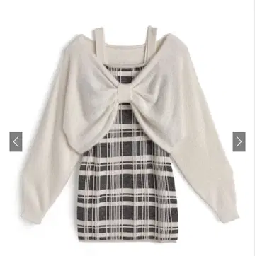 GRL an1705 리본 샤기 상의 x 체크 무늬 미니 원피스 니트