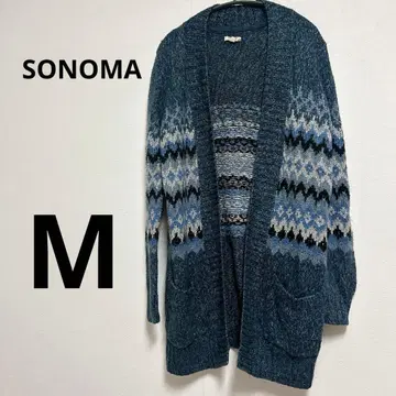 SONOMA 소노마 페어아일 패턴 롱 니트 가디건 블루 M