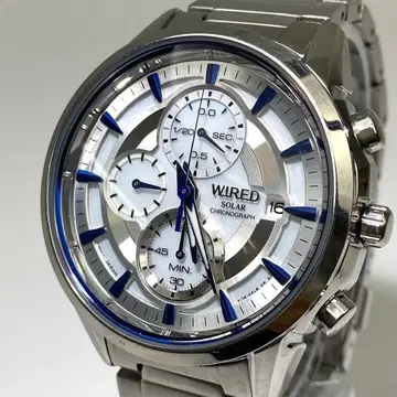 SEIKO WIRED 솔라 크로노그래프 파란색 바늘 남성용 손목시계