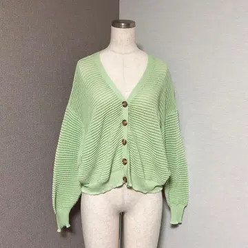 올리브 데 올리브 시스루 니트 가디건 그린