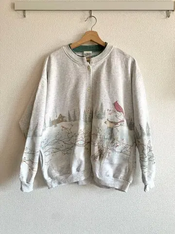 90s USA Artisan's 제작 설경 노카라 맨투맨 가디건