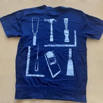 파도 소리 류큐 네이비 나염 T셔츠 S사이즈 미사용 목수 도구 패턴
