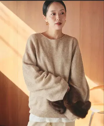 plage Baby Alpaca 래글런 풀오버 베이지