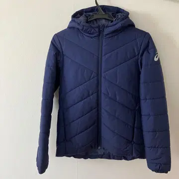 ASICS 후드 부착 다운 자켓 네이비