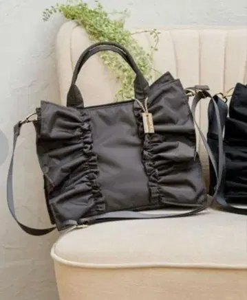 시마무라 hina 콜라보 프릴 2WAY 숄더 토트백 그레이