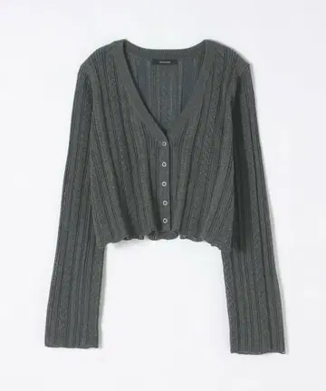 JEANASIS 12G 컴팩트 아이렛 숏 V 가디건 그레이