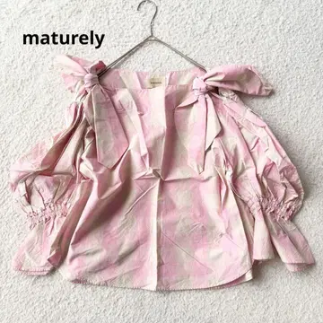 빔즈 보이 실크 혼방 마추어리 깅엄 체크 블라우스 리본 봄/여름