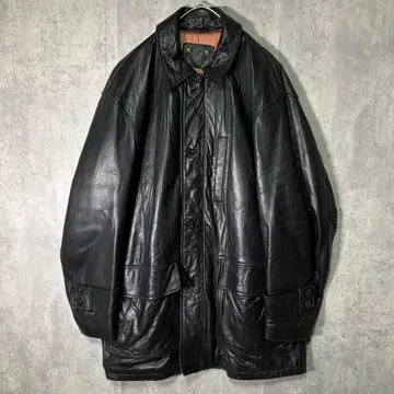 최고급 양가죽 레더 카 코트 블랙 충전솜 어깨 패드 없음