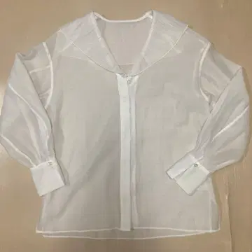 ARNE LECHT 알네 렉트 세일러 카라 시어 블라우스 화이트