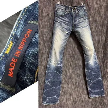 BLUEWAY 일본제 데님 청바지 부츠컷 데미지 가공 인디고