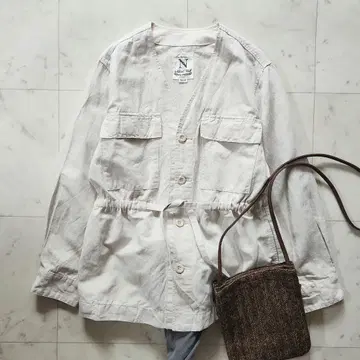 새상품급 RNA 코튼 린넨 마 혼방 밀리터리 자켓 겉옷 내추럴 미색