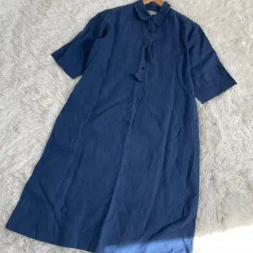 마가렛호웰 린넨 100 네이비 셔츠 원피스