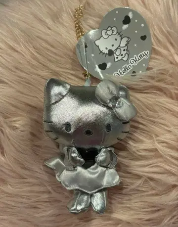 헬로키티 인조 가죽 키링 블랙 실버 키체인