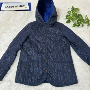LACOSTE 라코스테 퀼팅 자켓 후드 부착 네이비 34 S