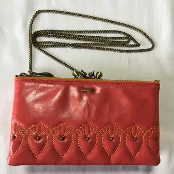 안나수이 체인 숄더 부착 가마구치 지갑 (다람쥐 핑크 오렌지