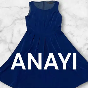 [컨디션 최상] ANAYI 로얄 블루 턱 플레어 원피스 38 일본제