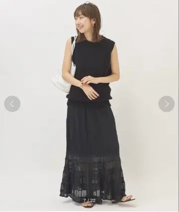 plage 블랙 플레어 스커트 사이즈 36