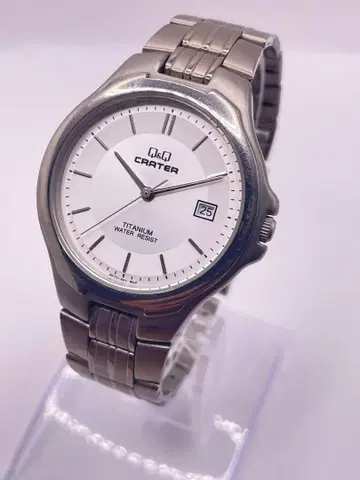 CITIZEN Q&Q CRATER 티타늄 데이트 작동품