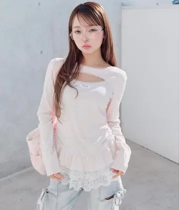 레이스 티어드 튜닉 Olive des Olive