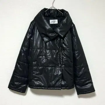 M282 스페치오 패딩 자켓 블루종 아우터 블랙 빅 칼라 광택