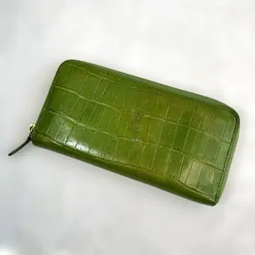 Felisi 페리지 장지갑 라운드 지퍼 악어 엠보싱 가죽 그린