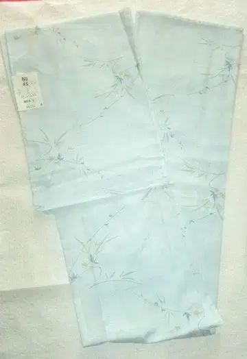 명주 워셔블 기모노 그린이 감도는 스카이블루 L