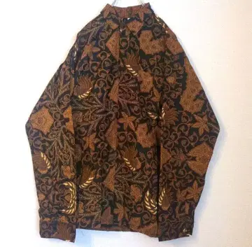 에스닉 구제 의류 바틱 셔츠 올 패턴 민족 빈티지 90s 빅 루즈