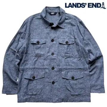 [랜즈엔드] 린넨 혼방 샴브레이 사파리 자켓 커버올