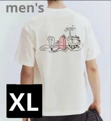 새상품 가필드 XL 티셔츠 반팔 화이트 핑크 남성/여성