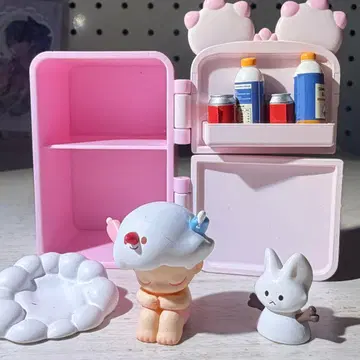 POP MART 핑크 냉장고 미니 캐릭터 세트