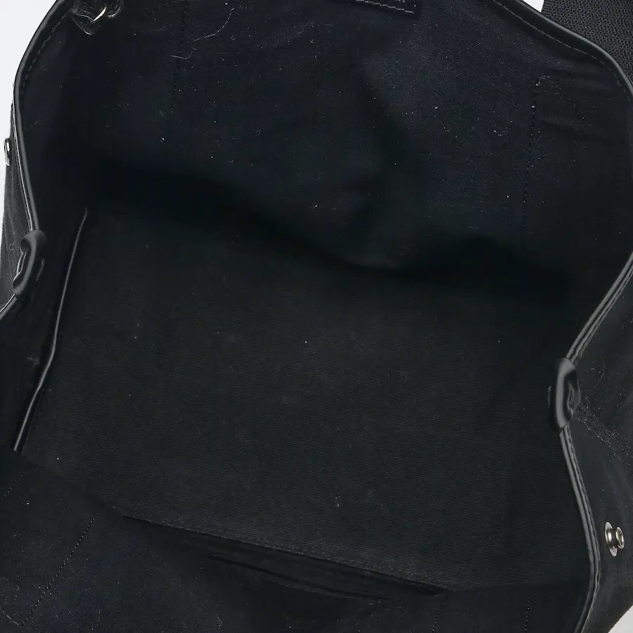 巴黎世家海军蓝帆布和牛皮革卡巴斯小号手提包 黑色