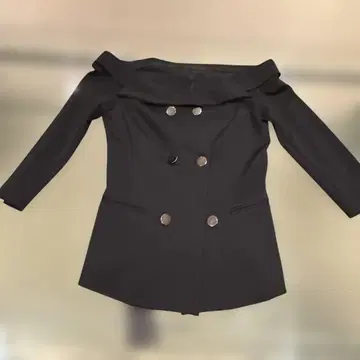 PINKO 오프숄더 블랙 더블 버튼 자켓 42