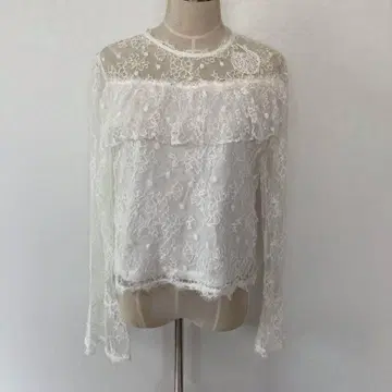 [레어/샘플] 츠모리치사토 전체 레이스 블라우스 티셔츠 오프화이트 일본