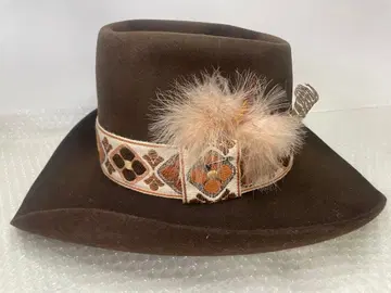 레어 STETSON 웨스턴 햇 5X BEAVER 브라운 깃털 USA제