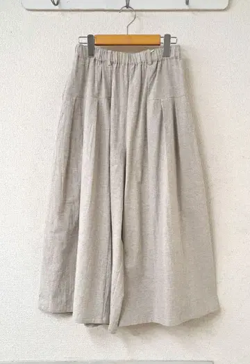 le ciel 코튼 샴브레이 와이드 가우초 팬츠 아이보리