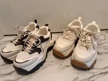 ( 2세트 ) 시마무라 다나카 리나 mysa 브라운 화이트 스니커즈 M