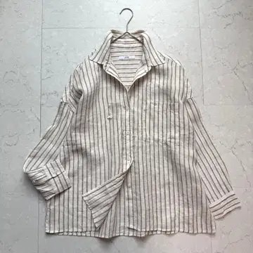 새상품 relume 스트라이프 프렌치 린넨 셔츠 F 베이지 25ss