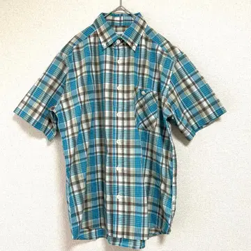 LOGOS 반팔 셔츠 체크 버튼 다운 아웃도어 남성용 M