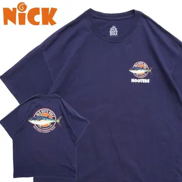 후터스 프린트 T셔츠 네이비 낚시 디자인 HOOTERS