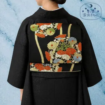 QQ3-92 특가 상품 고급 후쿠로 오비 단품 육통 골드 블랙 400cm