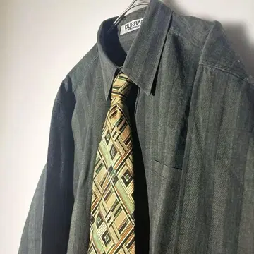 한정판 넥타이 포함 셔츠 울 혼방 넥타이 (프랑스제) 그레이 M 사이즈
