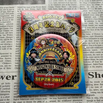 원피스 무기와라 스토어 3주년 기념 캔뱃지 에이스 사보 루피