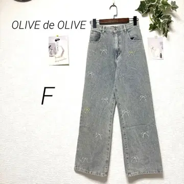 11239-1 올리브 데 올리브 리본 자수 청바지 데님 팬츠 F