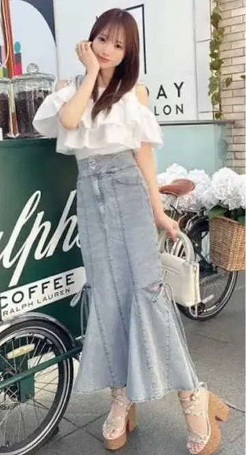 미셸 마카롱 데님 스커트