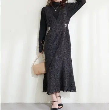 natural couture 사이드 벨트 디자인 트위드 점프 스커트