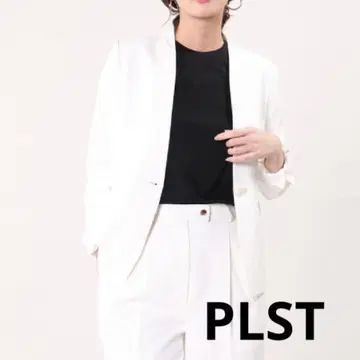 PLST 플라스테 린넨 블렌드 컬러리스 자켓 화이트 자켓