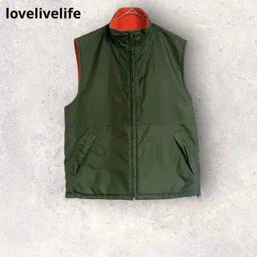 러브 라이브 라이프 리버서블 베스트 얇은 소재 점퍼 L 심플 카키