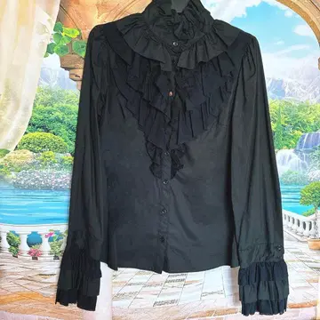 로이스크레용 (Lois CRAYON) 프릴 블라우스 블랙 M 고딕