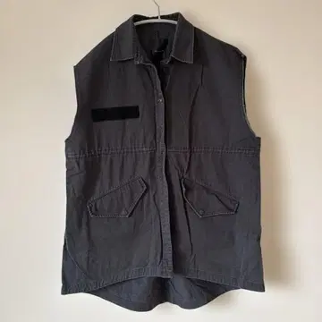 JEANASIS 스톤 워싱 밀리터리 베스트 원피스 블랙